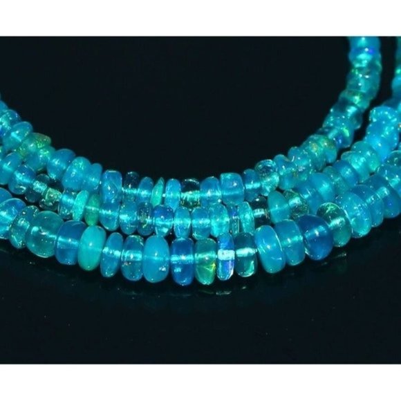 Blue Necklace STUNNING Necklace Ethiopian Paraiba Blue Beaded Fire Opal … - Picture 3 of 12